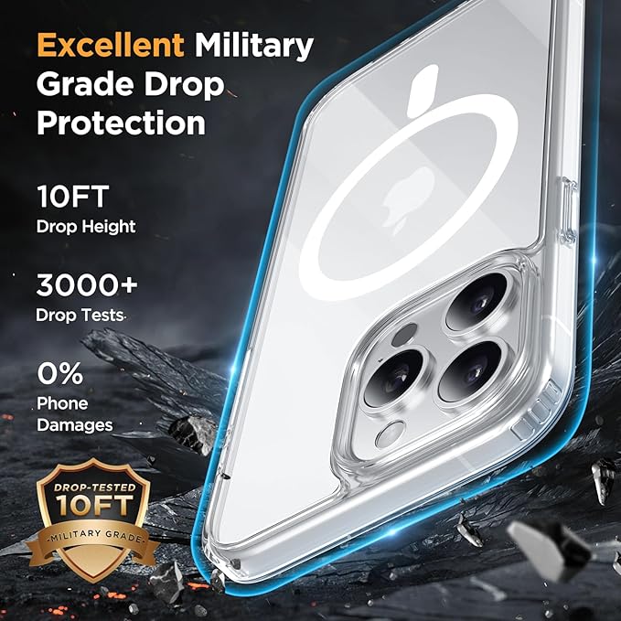 Miracase Magnetic for iPhone 13 Pro Max Case 6.7 inch (Compatible with MagSafe)（with 2X Screen Protectors） Military-Grade Protection, Anti-Fingerprint Translucent Matte Phone Case Cover, Clear