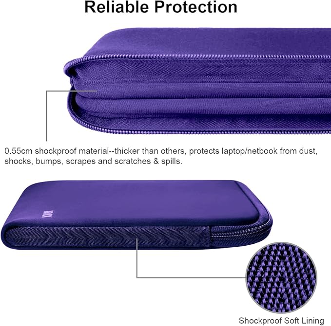 Arvok 13 13.3 14 Inch Laptop Sleeve Case for MacBook Pro/MacBook Air 13-14 inch, Water-Resistant Notebook Chromebook Computer Pouch, Carrying Bag Cover for HP/Dell/Lenovo/Asus/Acer, Purple