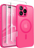 CAPRARO Magnetic Compatible with iPhone 16 Pro Max Case, Upgraded [Full Camera Protection] [Compatible with MagSafe] Protective Translucent Matte Women Phone Case Cover, Hot Pink