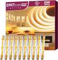 EMITEVER COB LED Strip Lights Warm White, 2700K Tape Light Premium High Density, DC 24V, 360+Lumens/ft, 2560LEDs/Spool, Ra 90+, 16.4ft/5m, UL Listed 5 Year After-Service (Power Supply Sold Separately)