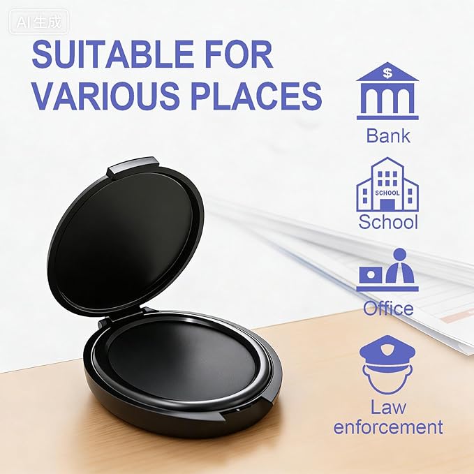 6 Pack Black Fingerprint Ink Pad, Premium Thumbprint Ink Pads for Notary Supplies, Identification, Security ID & Law Enforcement.