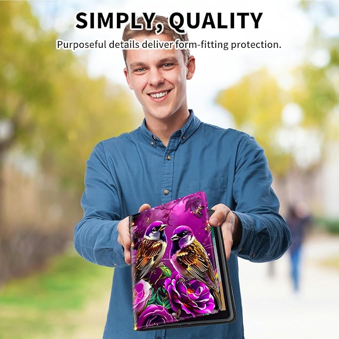 for Case for 6" Kindle 10th Generation 2019 Release (Model No J9G29R) E-Reader Case, Slim Kickstand Stand Leather Smart Cover with Auto Wake/Sleep, 2 Hummingbird Flowers