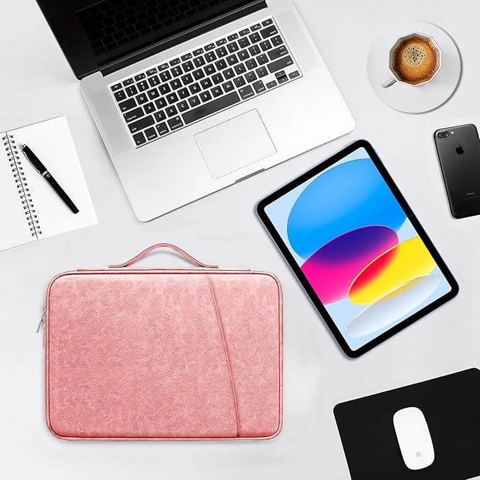 DTTO 9-11 Inch Tablet Sleeve Bag for iPad A16, iPad Air 11-inch M3 M2 / Air 5/4th Gen 10.9", iPad Pro 11 M4, iPad 10/9/8/7th Gen, Galaxy Tab A9+, Waterproof Travel Bag, Pink