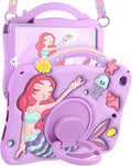 Boaretiu for iPad mini 4 Case/Mini 5th Generation Case - Cute Cartoon Mermaids Girls Teens Soft 3D Silicone for iPad 7.9 Inch Tablet Cover with Strap & Rotating Stand