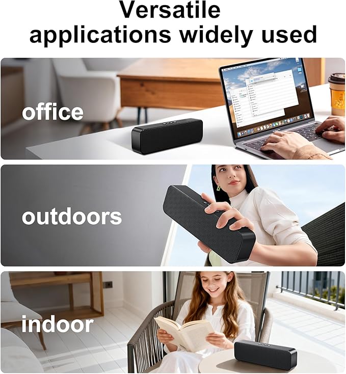 Computer Speakers for Desktop PC,Rechargeable Bluetooth Speaker,Small Computer Soundbar with Stereo & Bass,3.5mm Aux-in,TF Port,Loud Volume for Web Conferences,Teacher,Music (Black)