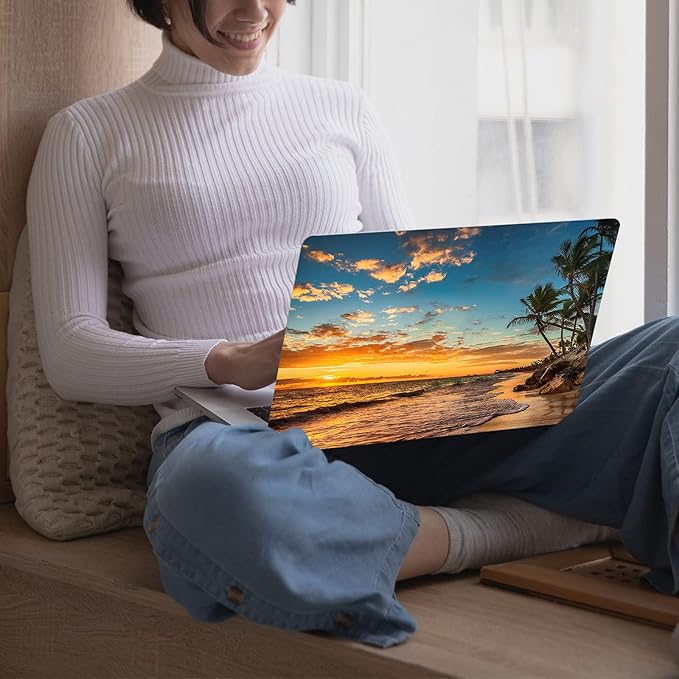 Compatible with MacBook Air 13 inch Case 2022 2021 2020 2019 2018 Release M1 A2337 A2179 A1932, Protective Plastic Hard Shell Case & Keyboard Cover, Has Logo Cutout, Beach Theme