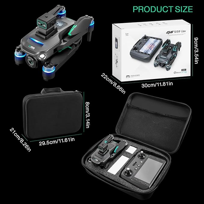 Drone with Camera 4k, GPS HD Drones for Adults, Remote Controller with Screen, Obstacle Avoidance, Brushless Motor FPV, 5G Transmission, 2 Battery, Professional