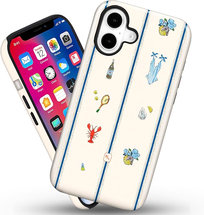 Magnetic for iPhone 17 Case Cute Frog Stripes Phone Case, Summer Shockproof Slim TPU and Hard PC Protective Phone Cover Compatible with MagSafe Designed for Women Girls