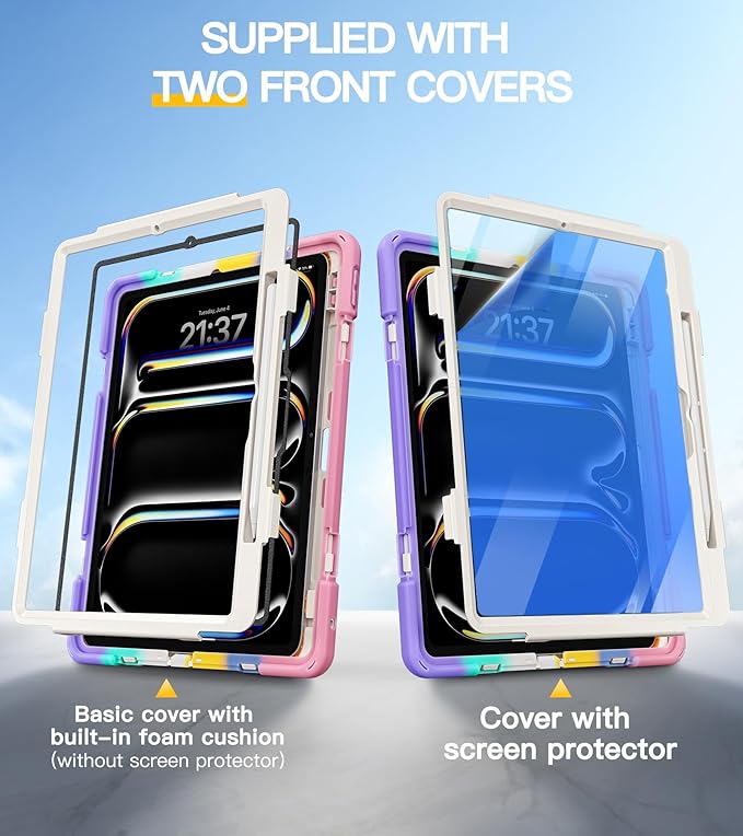 BRAECN for iPad Pro 13 inch Case M5 2025 & M4 2024 Heavy Duty Shockproof Protective with Pencil Holder Screen Protector 360°Rotating Stand Handle & Shoulder Strap Full Body Cover Kids Friendly