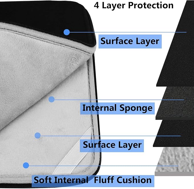 Hsmienk Laptop Sleeve Case 17 Inch, Durable Shockproof Protective Computer Cover Flip Case Briefcase Carrying Bag Compatible with 17-17.3 Inch Laptop, Computer, Notebook, Black