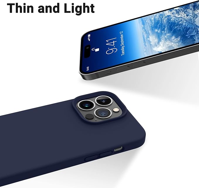 OTOFLY Designed for iPhone 14 Pro Case, Silicone Shockproof Slim Thin Phone Case for iPhone 14 Pro 6.1 inch (Midnight Blue)