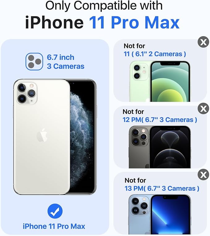 Magnetic for iPhone 11 Pro Max Case, [Compatible with MagSafe][Military-Grade Drop Protection][Anti-Yellowing] Shockproof Translucent Matte Cover for iPhone 11 Pro Max Phone Case,Clear