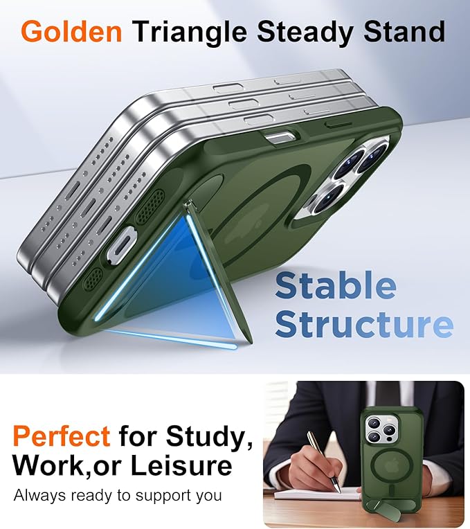 Magnetic Compatible with iPhone 16 Pro Case, [Built-in Invisible Kickstand][Compatible with MagSafe][Military Grade Shockproof] Slim Translucent Matte Phone Case for iPhone 16 Pro 6.3"