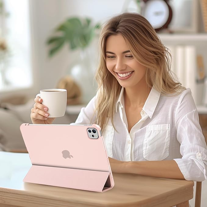 ProCase Smart Case for iPad Pro 11 Inch M5 2025/M4 2024 (Model: A3357/A3358/A3359/A2836/A2837/A3006), Slim Folio Stand Hard Back Shell Protective Tablet Cover for iPad Pro 11" 6th/5th Gen -Lightpink