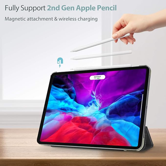 ProCase Smart Case for iPad Pro 12.9 2022/2021/2020/2018, Slim Stand Hard Back Shell Smart Cover for iPad Pro 12.9" 6th Gen/5th Gen/4th Gen/3rd Gen -Black