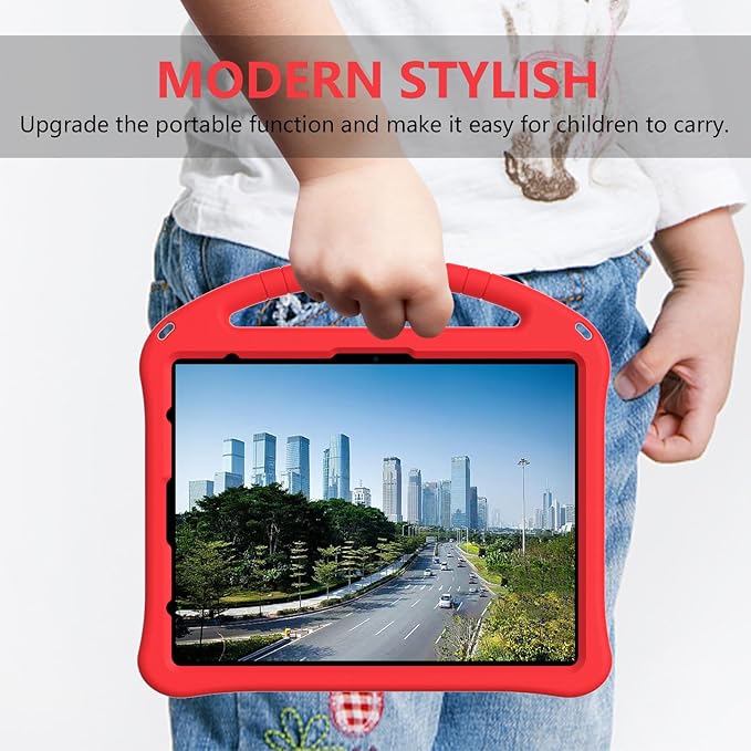 Dteck for iPad Air 13 Inch M2 2024/iPad Pro 13 inch 2024 M4 Kids Case/iPad Pro 12.9 Cover 6th/5th/4th/3rd Gen 2022/2021/2020/2018 with Pencil Holder Handle Stand EVA Protective Girl Boy Case,Red