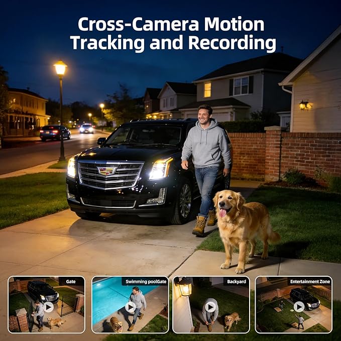 SV3C Security Cameras Wireless Outdoor, 2K Dual Lens Camera for Home Security with Solar Powered, Auto Tracking, 360°Pan & Tilt, No Subscription Fees, Color Night Vision, 2-Way Audio, (Add-on Camera)