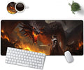 Large Mouse Pad, 31.5 x 11.8in Extended Gaming Mouse Pad with Stitched Edges, XXL Mousepad Protector Non Slip Rubber Base for Office & Home Writing Mat, Games Dragon vs Samurai Pattern Black Desk Mat