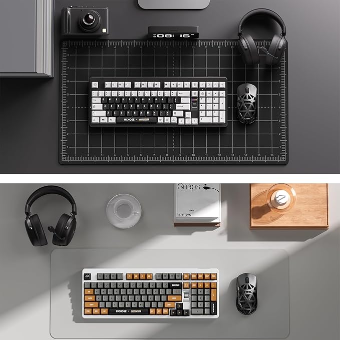 MCHOSE UT98 Wireless Mechanical Keyboard Compact Silent Gaming Keyboard with Knob Tri-Mode Connection Hot Swappable Custom Creamy Keyboard Gasket Structure Pre-lubed Linear Switches RGB Classic Silent