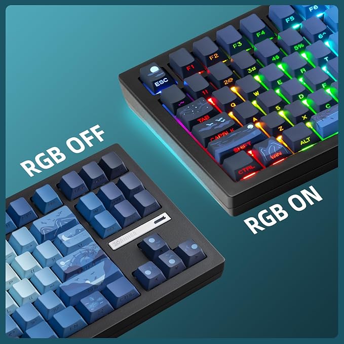 ZORNHER ZH870 Wireless Mechanical Gaming Keyboard,80% Blue Custom Creamy Sound Keyboard with Lighted Up Dye Sublimation PBT Keycaps,Pre-lubed Linear Switches,Hot-Swappable,RGB Backlit