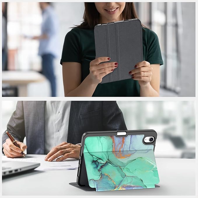 Supveco Case for iPad mini 7 (A17 Pro) 2024/iPad Mini 6 2021 8.3 Inch with Pencil Holder-[Auto Wake/Sleep],Slim Protective Case with Soft TPU Back Cover for iPad mini 7th/6th Generation-Green