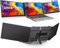 BOSII Laptop Screen Extender Monitor - Triple 14" Ultra Thin IPS FHD 1080P Portable Monitors for 13.3"-17" Laptops Compatible with Windows Mac Travel Work