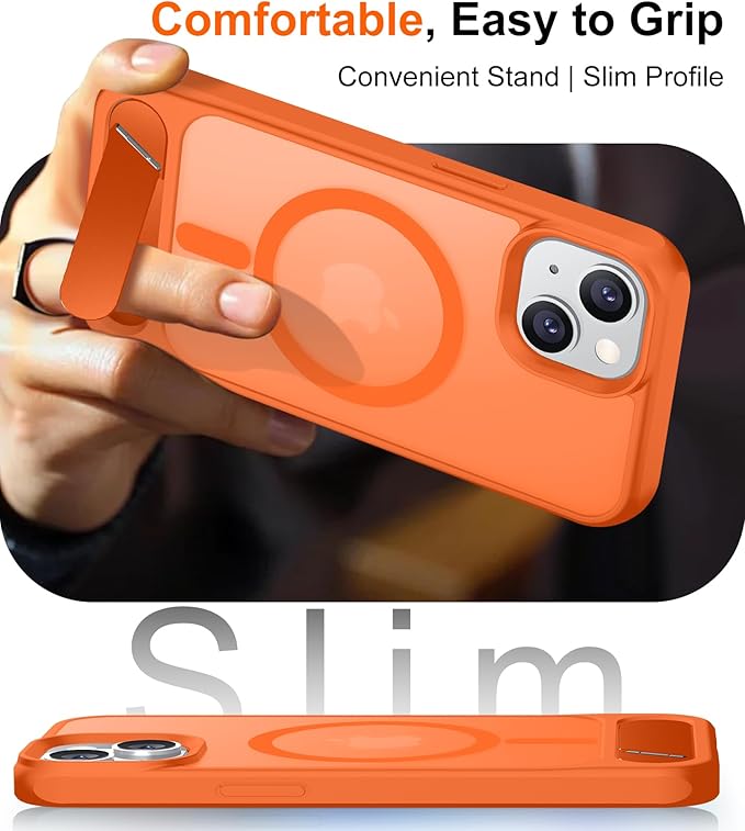Magnetic Compatible with iPhone 15 Plus Case & iPhone 14 Plus Case, [Built-in Invisible Kickstand][Compatible with MagSafe][Military Grade Shockproof] Slim Translucent Matte Phone Case 6.7"