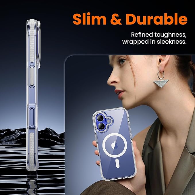 toushion 3 in 1 for iPhone 16 Plus Case Clear Bumper | with MagSafe,Screen Protector *1 & Camera Lens Protector*1, Shockproof Guard Corners, Military-Grade Protection