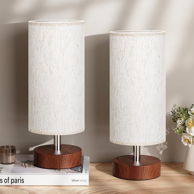PartageiZ Small Table Lamp for Bedroom Set of 2 - Bedside Lamps for Night Stands, Minimalist Nightstand Light Lamp, Desk Lamps for Reading Room, Kids Room, Living Room, Office, Dorm