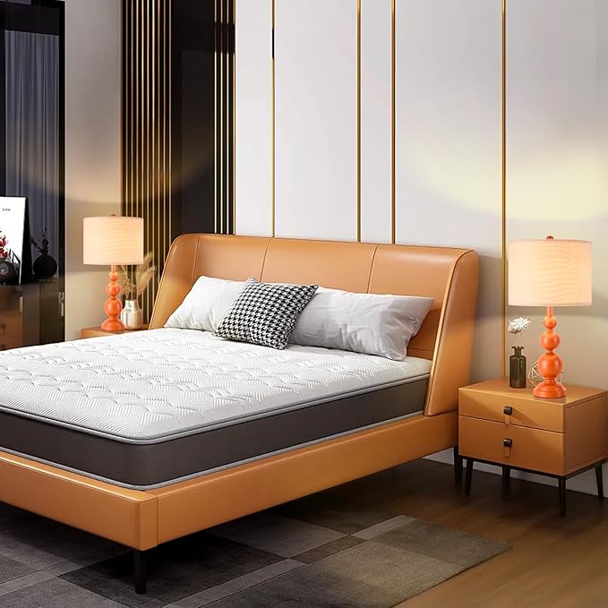 Ziqqeelam 24.4'' Orange Mid Century Modern Table Lamps Set of 2 for Living Room Bedroom Bedside Nightstand, Contemporary Table Lamp for Bedside, End Table Side Table Lamp (Bulbs Not Includes)