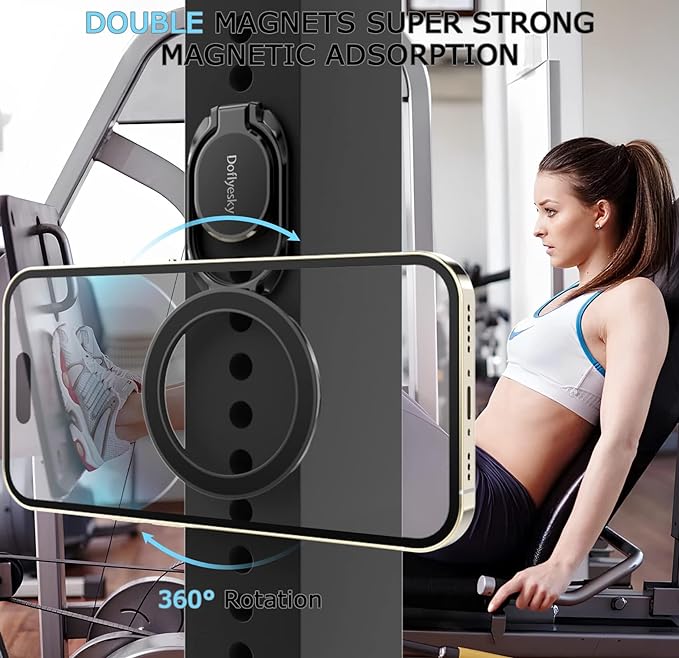 Doflyesky Magnetic Phone Ring Holder with Magsafe, Double Adjustable Gym Finger Ring Grip, Removable Phone Grip, for iPhone, iPad and Smartphones, Compatible with Magnetic Car Mount (Colorful)