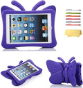 Kids Case for Apple iPad Mini 5/Mini 4/Mini 3/Mini 2/Mini 1 with kickstand Soft EVA Foam Lightweight Shockproof Stand Cover for iPad Mini 5th/4th/3rd/2nd/1st Generation 7.9", Purple Butterfly