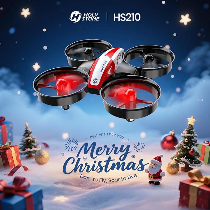 Holy Stone Mini Drone for Kids and Beginners RC Nano Quadcopter Indoor Small Helicopter Plane with Auto Hovering, 3D Flips, Headless Mode and 3 Batteries, Great Gift Toy for Boys and Girls, HS210 Red