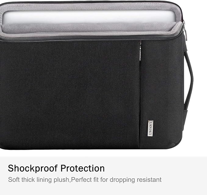LANDICI 360° Protective Laptop Sleeve 11.6 Inch for Surface Pro 7 8 9/Laptop Go 2 3, MacBook Air 11, Small Computer Bag Carrying Case for 11-12 Inch Chromebook, Slim, Shockproof, Waterproof, Black