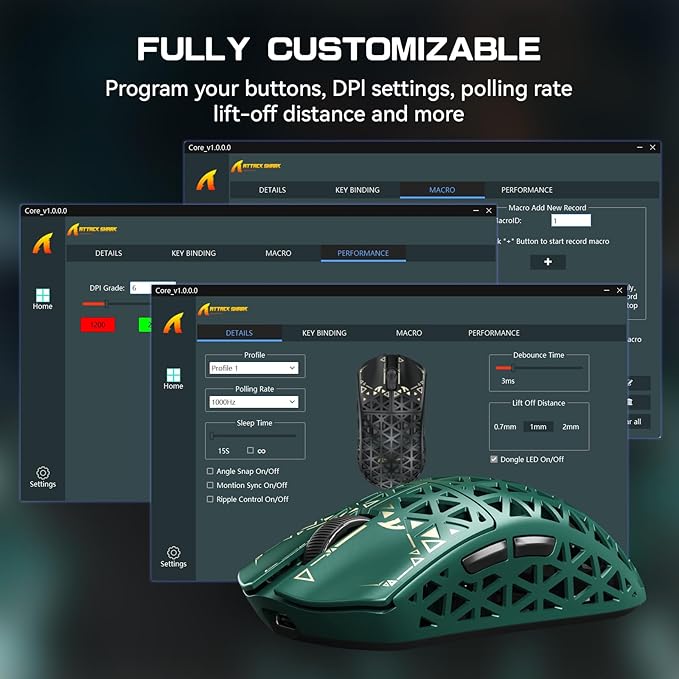 ATTACK SHARK R5Ultra 8K Carbon Fiber Wireless Gaming Mouse with 42000 DPI -PAW3950 MAX Sensor -39g Ultra-Lightweight-Nordic 52840 MCU Chip-Wired/BT/2.4GHz Wirelss Programmable Mouse for PC/Mac (Green)