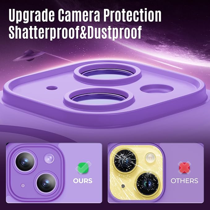 Symcele Designed for iPhone 14 Case, Compatible with MagSafe, with Privacy Screen Protectors X2, [Camera Protection] [15FT Military Drop Protection] Shockproof Phone Case, 6.1", Light Purple