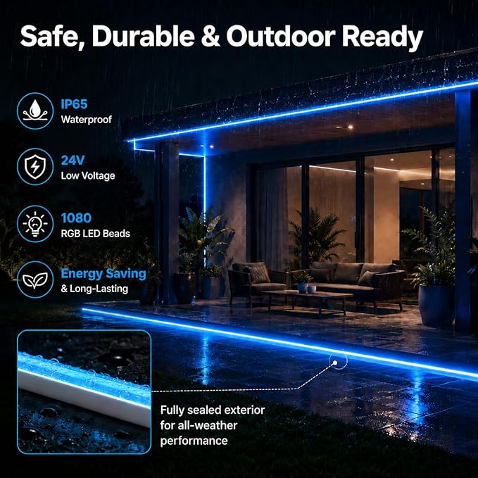 Neon Rope Light, 49.2Ft Flexible RGB Rope Lights, LED Rope Lights Control with App/Remote Multiple Modes,DIY Design, LED Lights for Bedroom Room Outdoors Decor