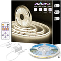 MIWISE COB LED Strip,4000K Natural White 32.8ft/10m,Dimmable Super Bright 24V LED Strip Light,CRI 90+ Flexible Tape Light with RF Remote Timer Function,for Home/Cabinet/Bedroom/TV DIY Lighting Project
