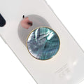 On The Grip Universal Phone Grip & Stand, Genuine Natural Gemstone/Seashell, Strong Adhesive Finger Holder, Collapsible Socket for iPhone, Samsung Galaxy, Kindle and Tablets (Blue Green)
