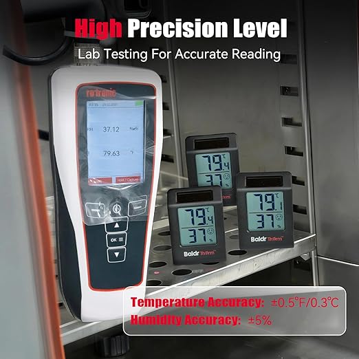 BaldrTherm Humidity Meter Hygrometer, Solar-Powered Room Thermometer Indoor Digital Temperature Sensor Monitor, 2.2''Humidity Gauge for Baby Rooms, Home, Office, 1Pack, Black