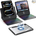Clear Magnetic Keyboard Case for iPad Pro 11 Inch (M5/M4) 2025/2024, 7-Color Backlit & Multi-Touch Trackpad, Detachable 360 Rotation & Up-Down Lift Protective Case w/Stand, Black