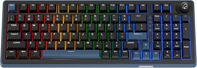 Ducky OK-M - 98% Wireless Mechanical Gaming Keyboard : Gasket-Mount Design, Hot-Swappable Switches, Five-Layer Acoustic Dampening, RGB, USB-C, 2.4Ghz, Bluetooth, Wine Red Switch