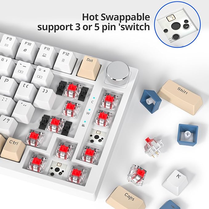 Fogruaden Wired 75% Percent TKL Mechanical Gaming Keyboard, Hot Swappable, Gasket Mount, Creamy Linear Red Switch, RGB Backlit, Sound Absorbing Pads, NKRO, Compact, Custom Keyboard