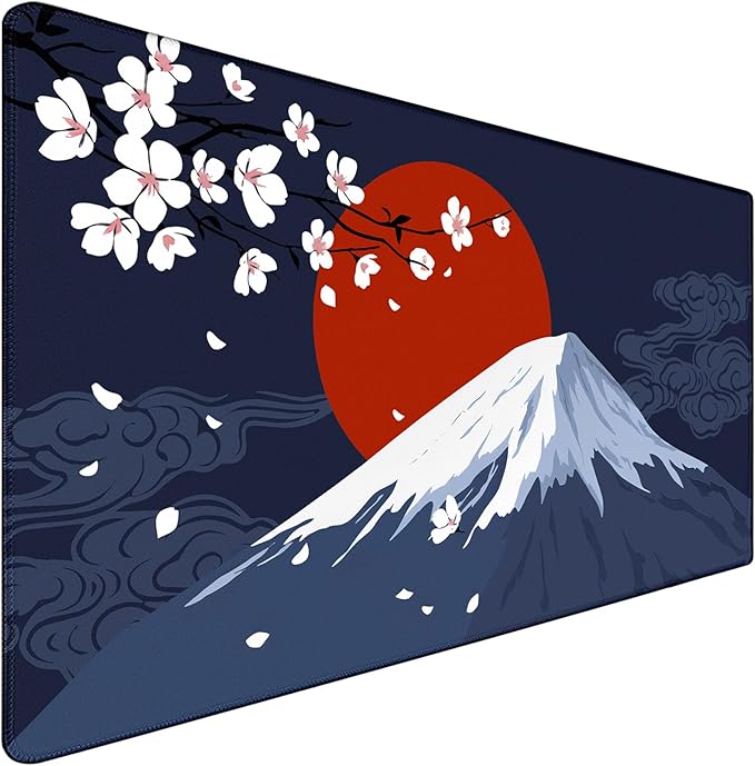 Japanese Mt Fuji Gaming Pad, Large Mouse Pad for Gamer, Durable 31.5"x15.7" Extended Mousepad with Stitched Edges, Waterproof Non-Slip Base Long XXL Large Mouse Pad for Home Office Work