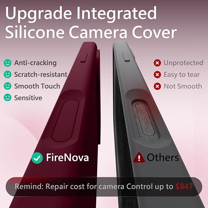 FireNova Magnetic for iPhone 17 Pro Max Case, Compatible with MagSafe, [Integrated Silicone Camera Control Button] [Camera Protection] Anti-Scratch Microfiber Lining Phone Case, 6.9", Plum