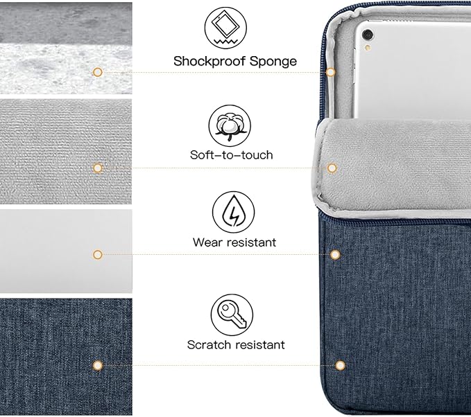 TiMOVO 13 Inch Tablet Sleeve for Pad Air 13" M3 2025, iPad Pro 13"/12.9", Galaxy Tab S9 Plus/S10+/S9 FE+, Remarkable Paper Pro 11.8", Protective Pocket Bag, Midnight Blue
