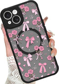 KANGHAR Case Compatible with iPhone 15 Bows Bouquet Pattern [Compatible with Magsafe] Cute Flowers Florals Protective Magnetic Case for Girls Women Men
