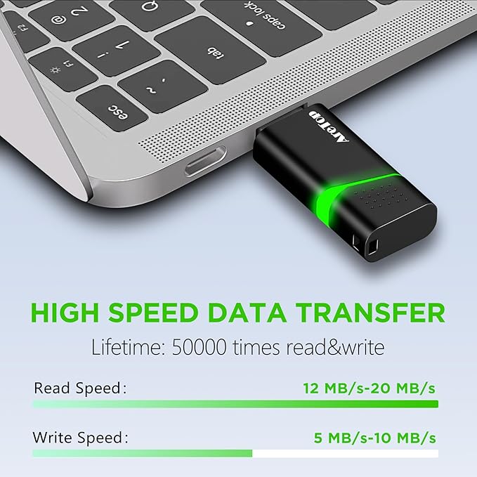 8GB Flash Drive with Type C Adapter, AreTop Retractable USB 2.0 Thumb Drive Multicolor USB Drive for Date Storage, High Speed Jump Drive with LED Indicator Lanyard, 8GB 1 Pack (Green)