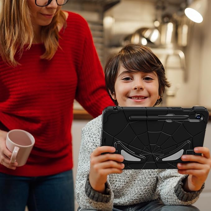 AKABEILA Compatible with Samsung Galaxy Tab S7/S8/S9/S9 FE 11 inch(2023) Tablet Case，Lightweight Shockproof Rugged Protective Cover with Kickstand for Kids Children Boys Babies Black