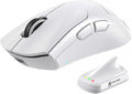 MAMBASNAKE ATTACKSHARK V8 Wireless Ultralight Gaming Mouse with 8K Polling,42000 DPI,Nordic54L15 MCU Chip,PAW3950 Max Sensor-Wired/BT/2.4Ghz,400Hrs Long Battery,Programmable for PC Mac FPS(White+Tape)